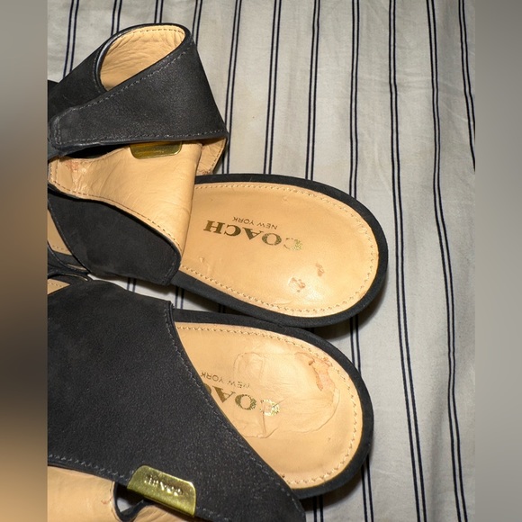 Designer Suede Coach “Lexia” Open Toe Heels - Picture 7 of 7